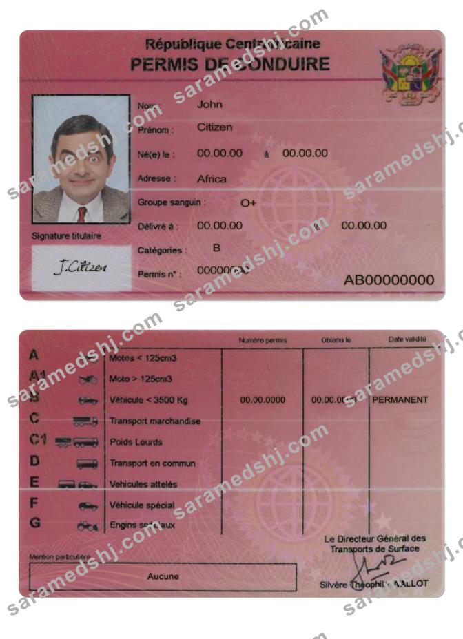 Central African driving license